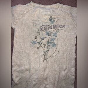 Ralph Lauren Beige footie with Blue Floral Design